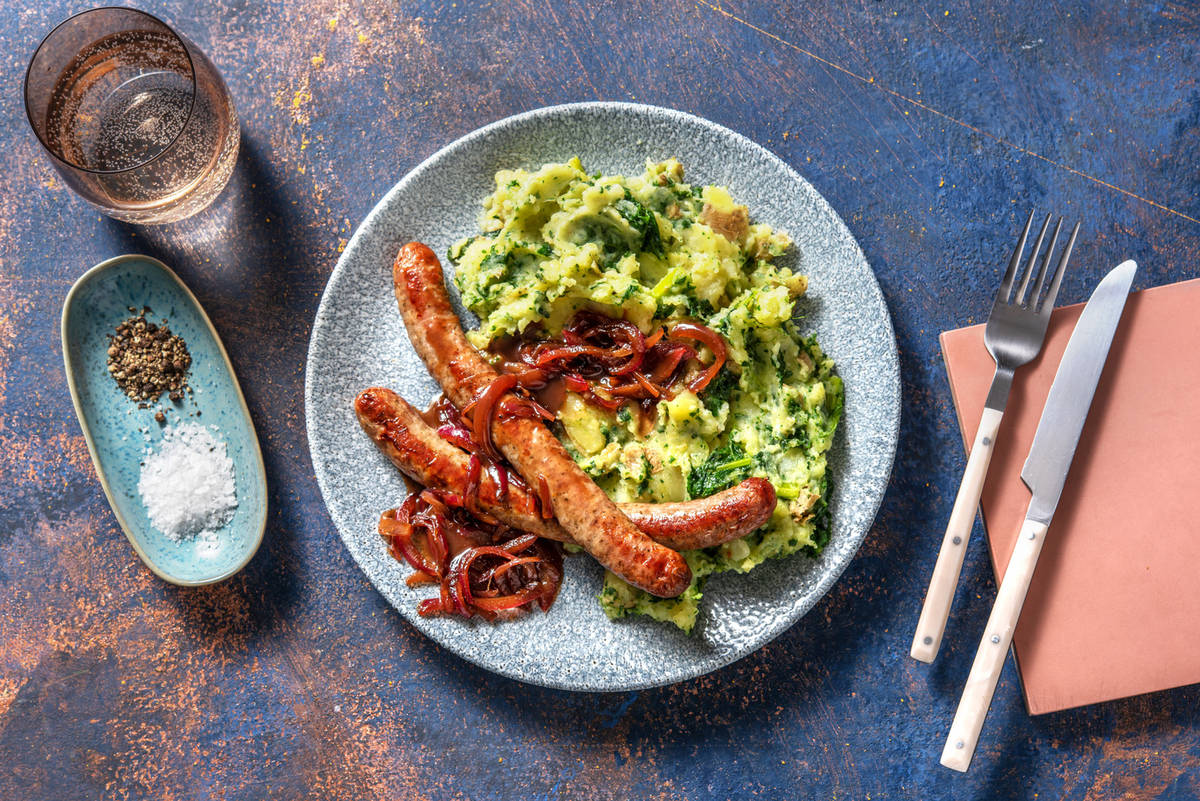 Honey Mustard Sausages and Onion Gravy Recipe HelloFresh