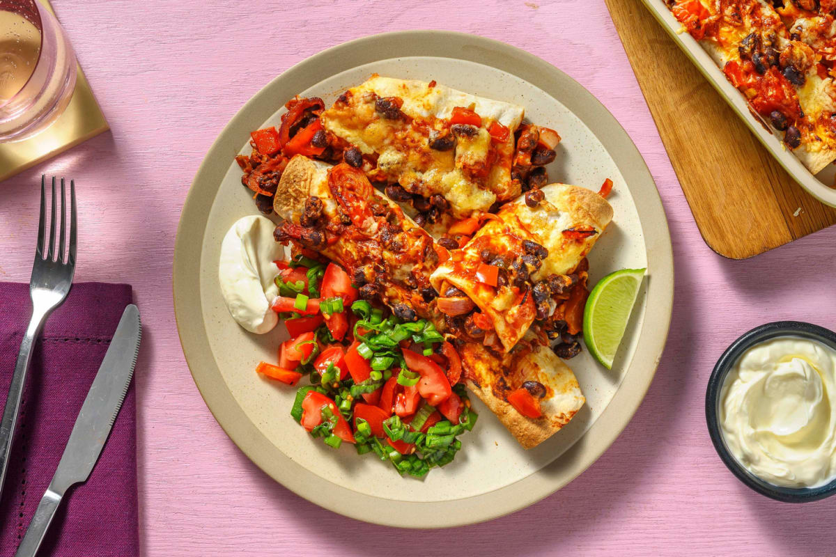 Vegetarische enchilada's met kaas en zure room