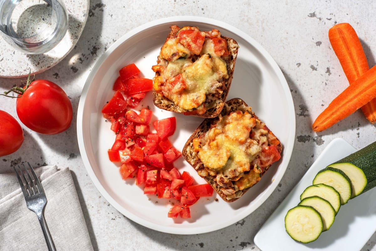 Ciabatta complète gratinée garnie de porc haché