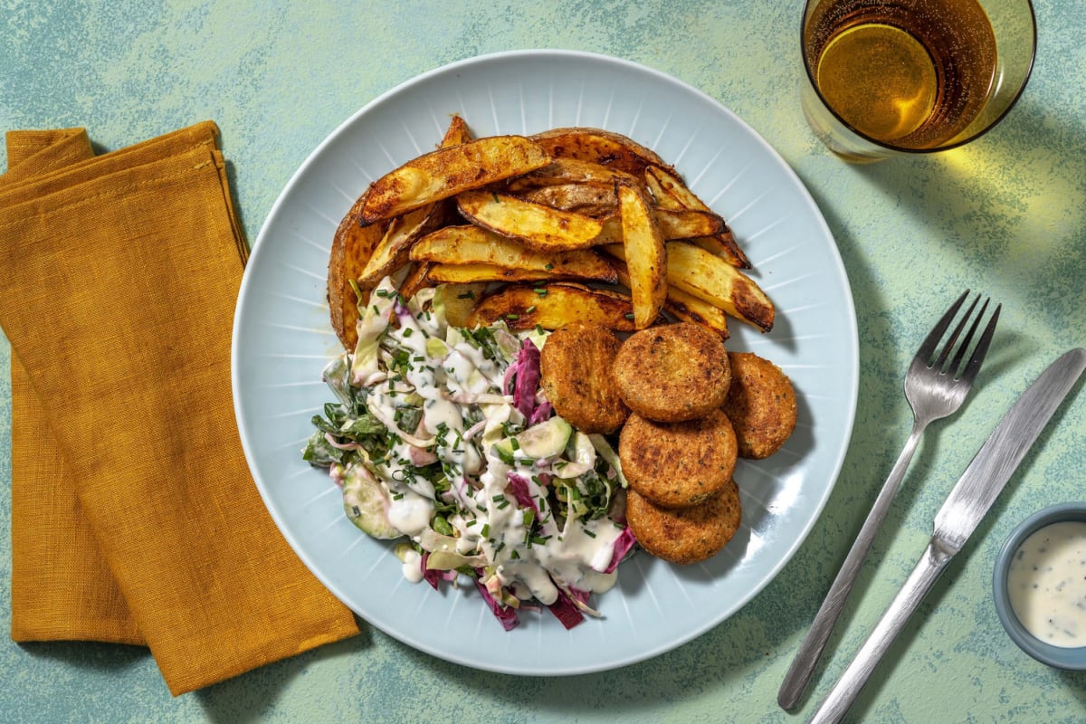 Crispy falafel with potato wedges