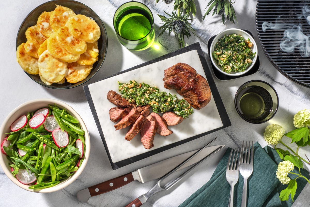 Pan-Fried Lamb Steak and Fresh Pesto