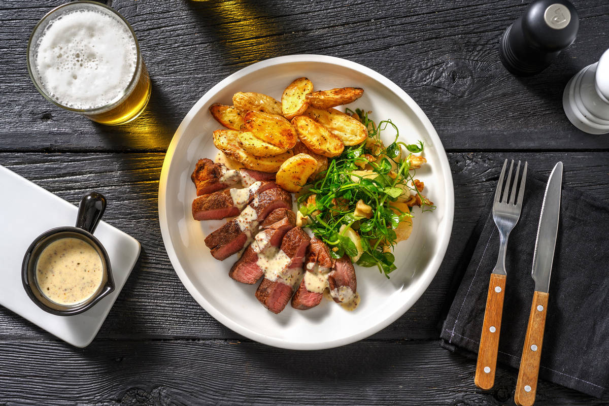 Venison Steak and Creamy Mustard Sauce Recipe HelloFresh