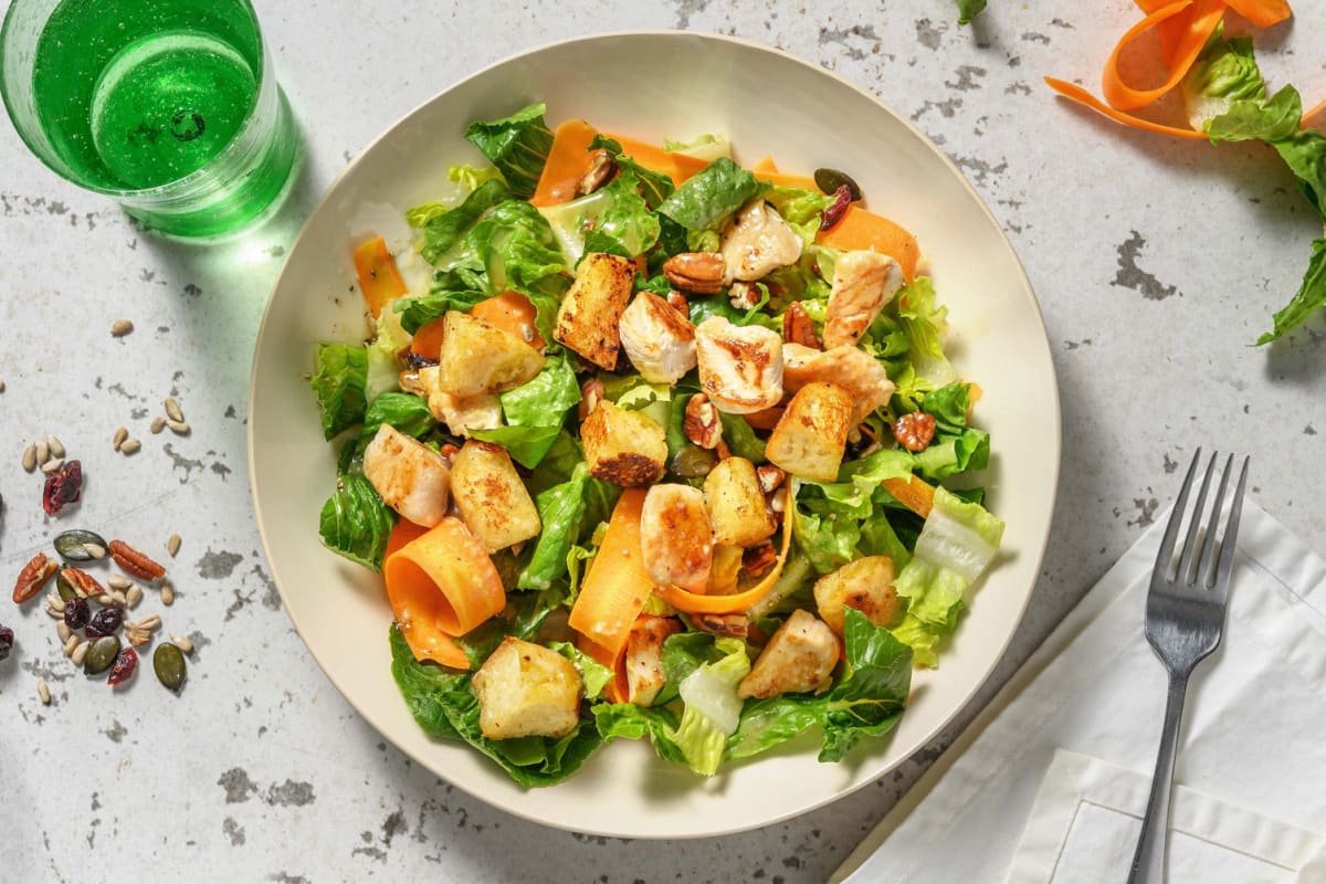 Poulet, sucrine & cranberries en salade
