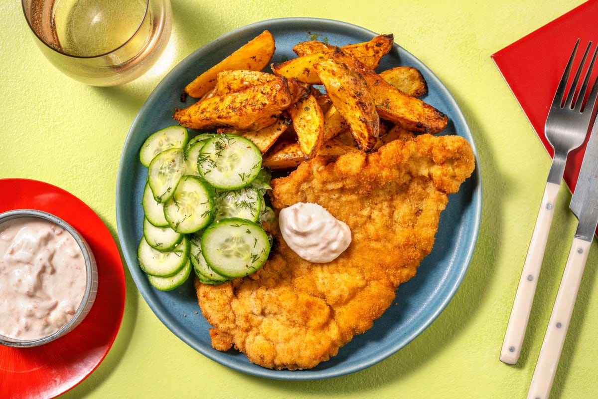 Schnitzel mit Ofenkartoffeln