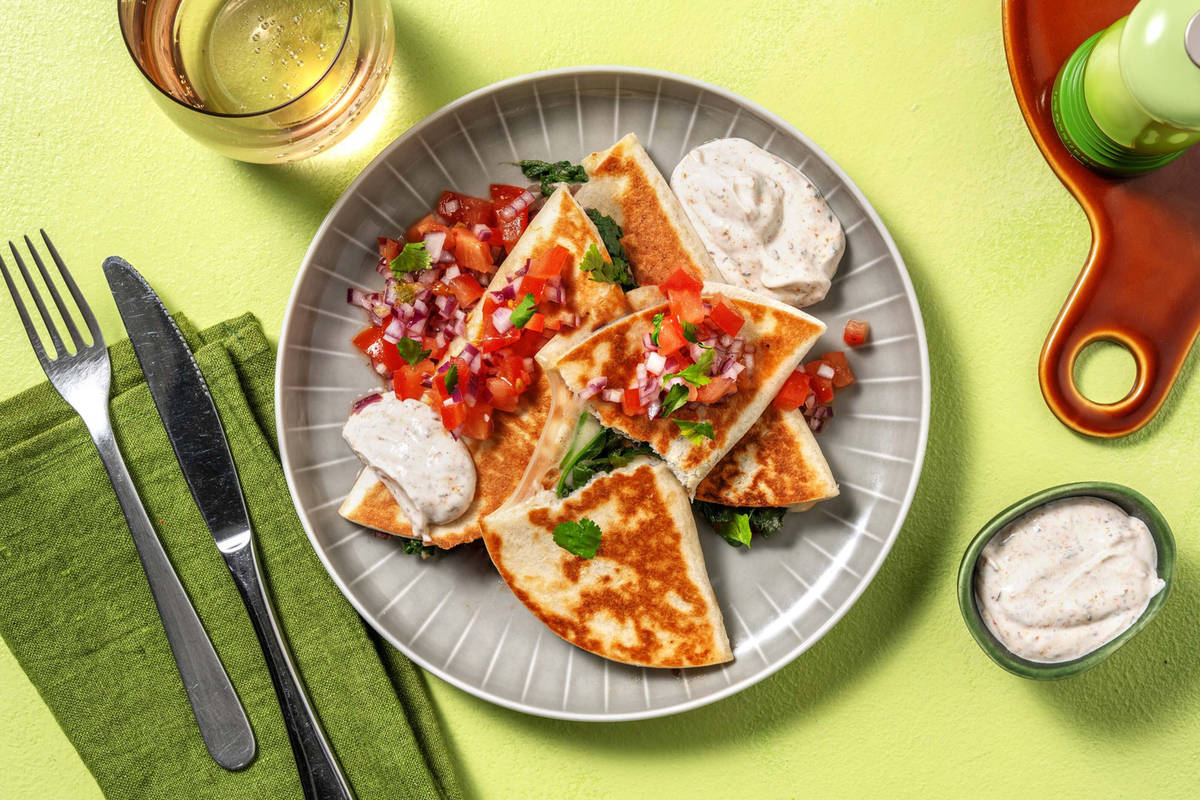 Quesadilla végétarienne au fromage grec Recette HelloFresh