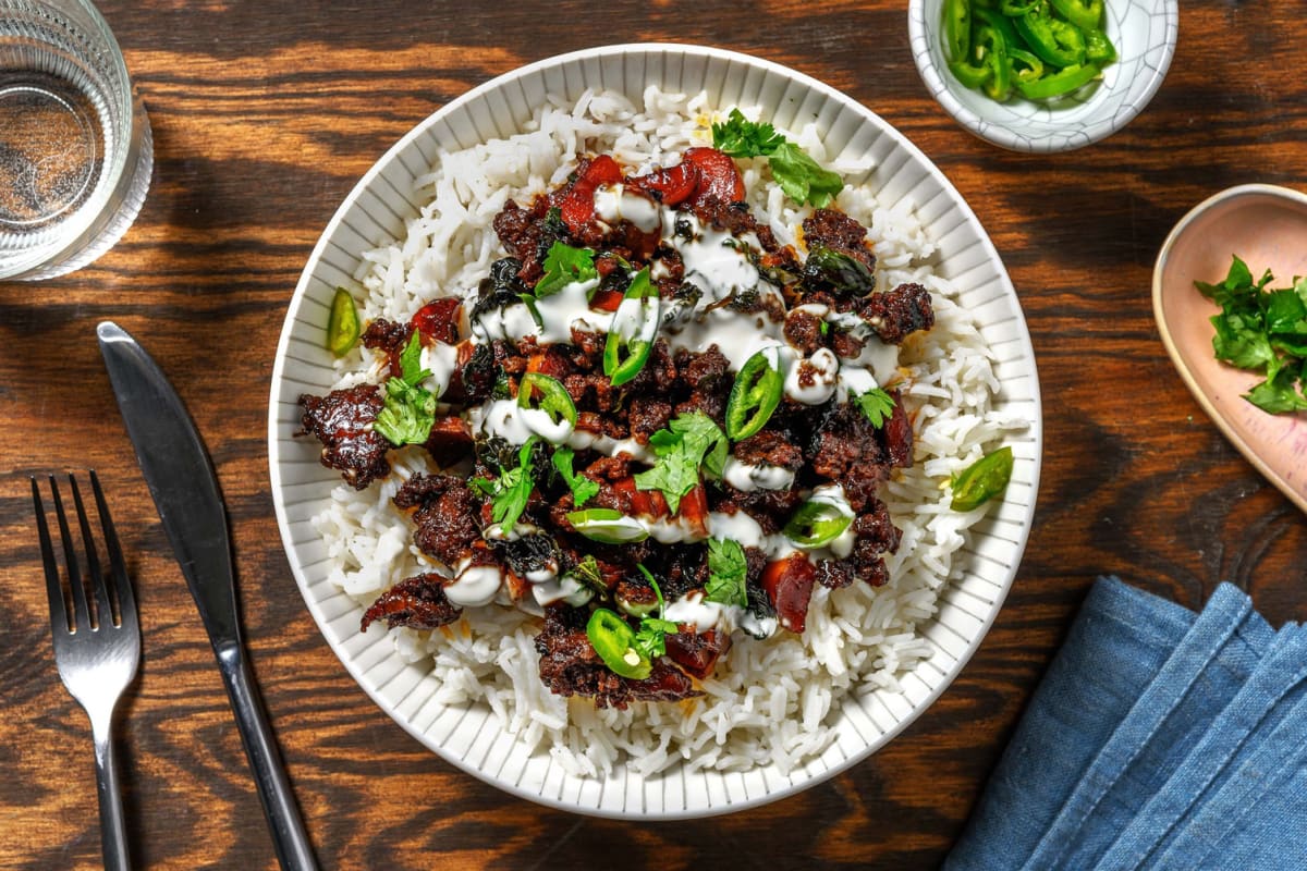 Bowl orientale alla Sichuan di maiale e spinaci