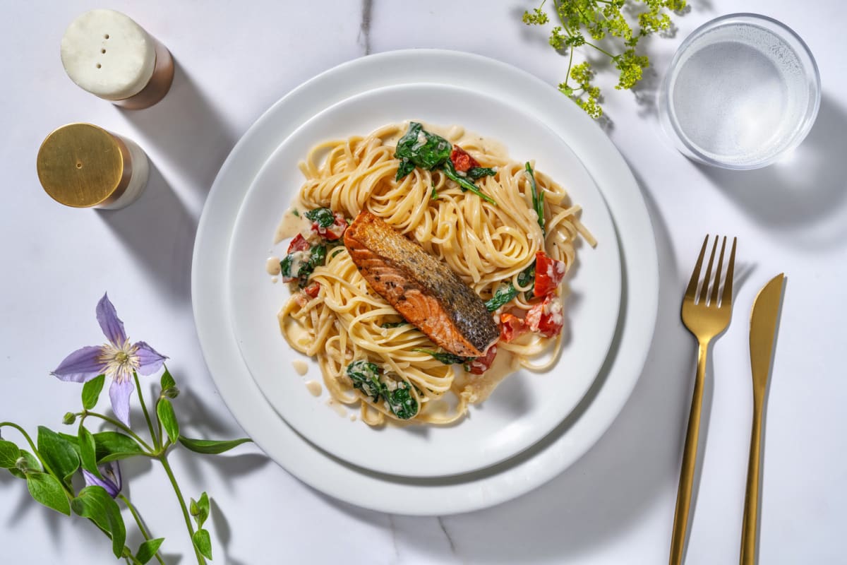 Pavé de saumon à la toscane & linguine