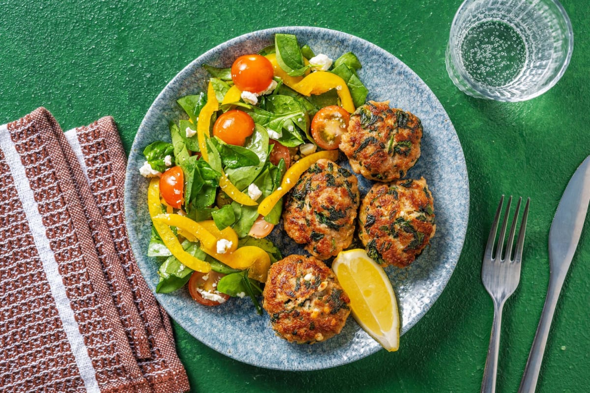 Carb Smart Spinach and Feta Turkey Patties