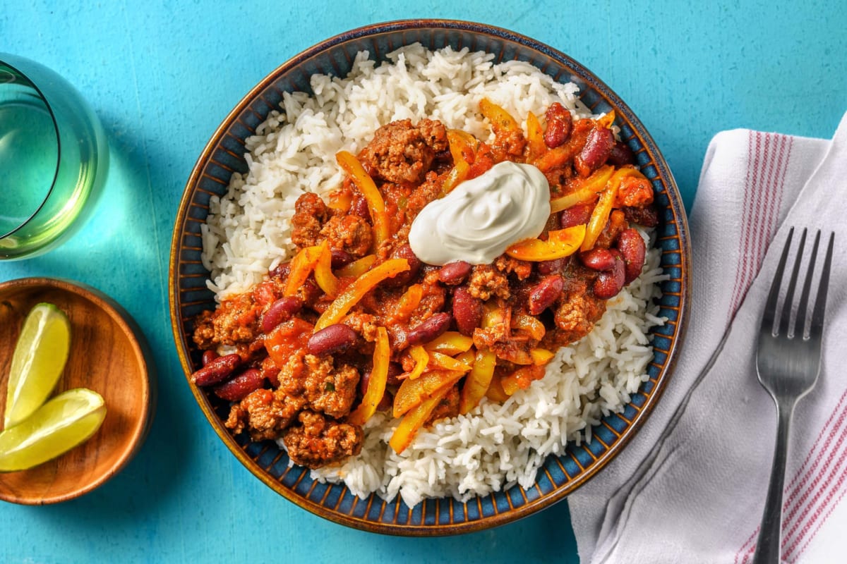 Snabb chili på nötfärs