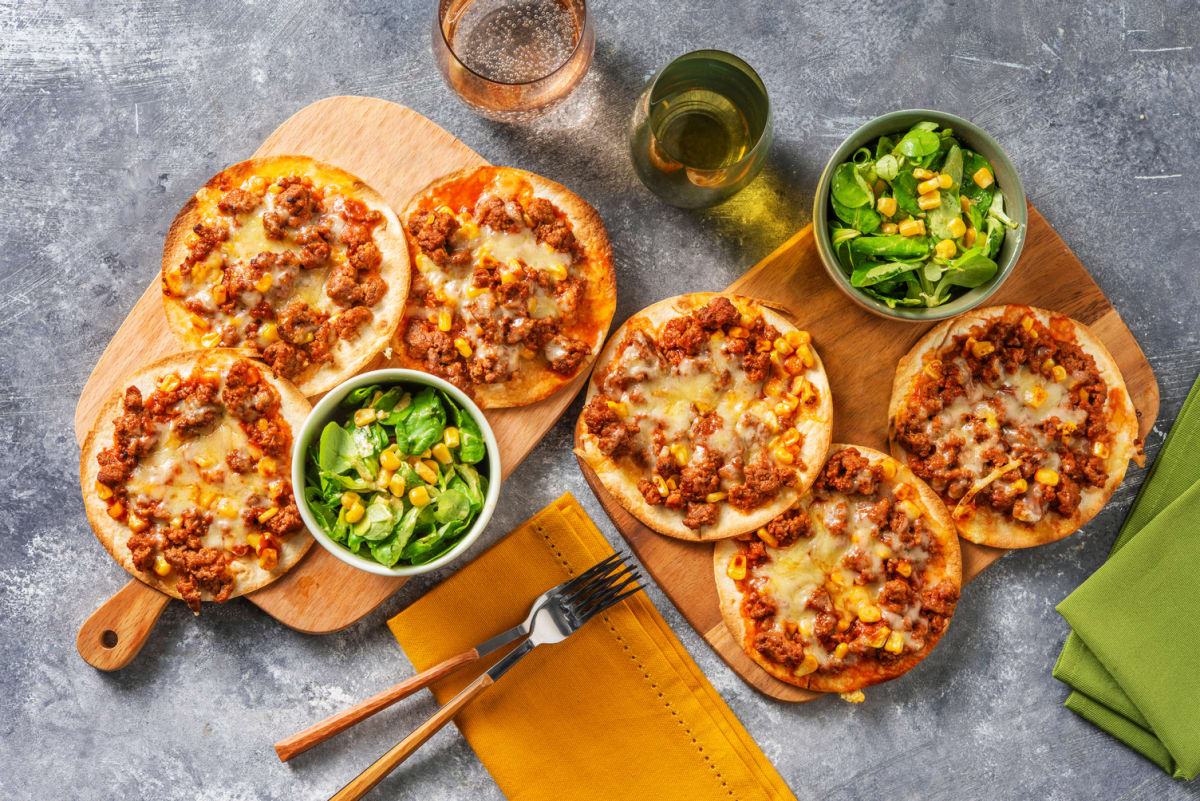 Tostadas tex-mex au bœuf & cheddar