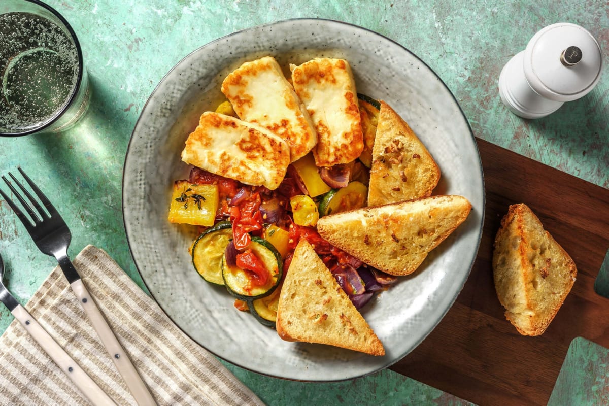 Golden Halloumi and Ratatouille