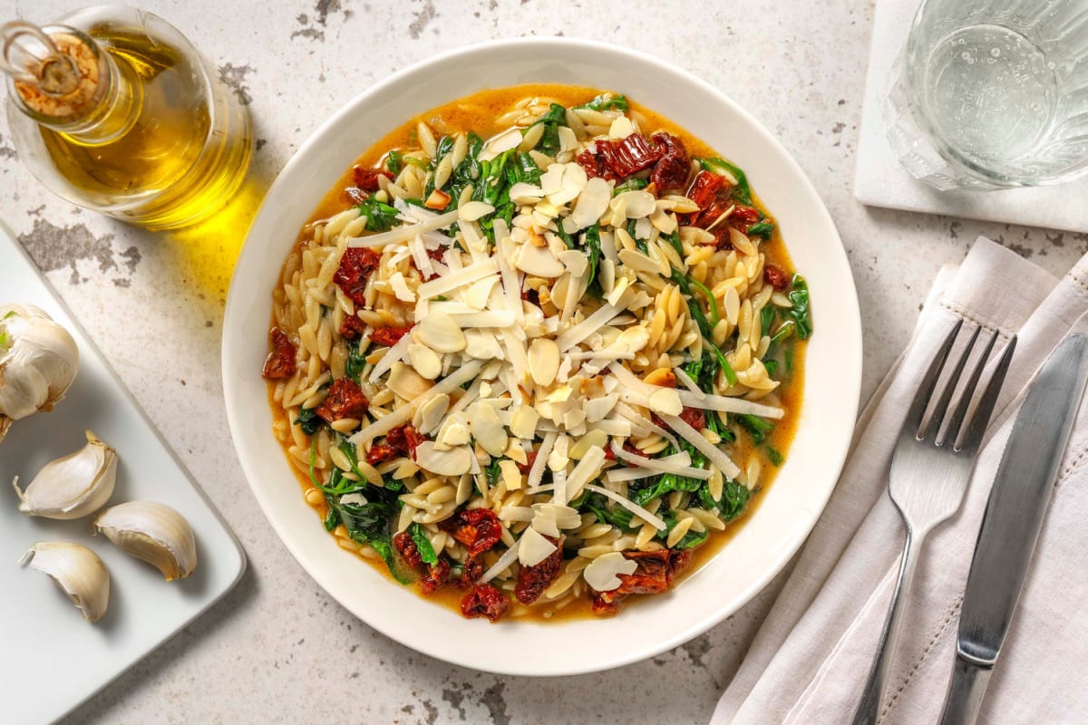 Orzo gourmand aux épinards