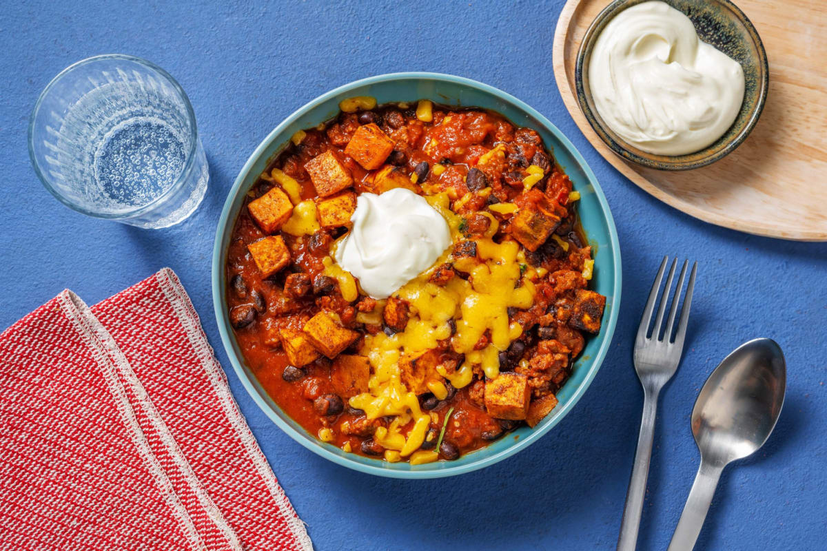 Chili copieux au bœuf et aux haricots noirs