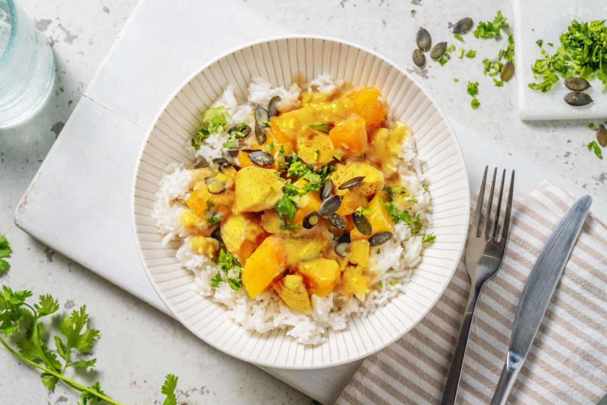 Curry sucré-salé au poulet & à la mangue