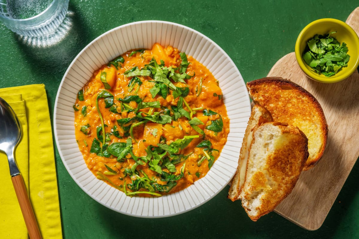 Cozy Dal-Style Coconut and Chicken Breasts Lentil Stew 