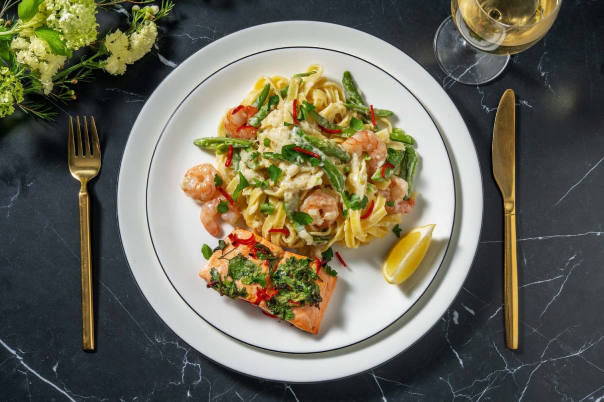 Italiensk lakse- og rejepasta