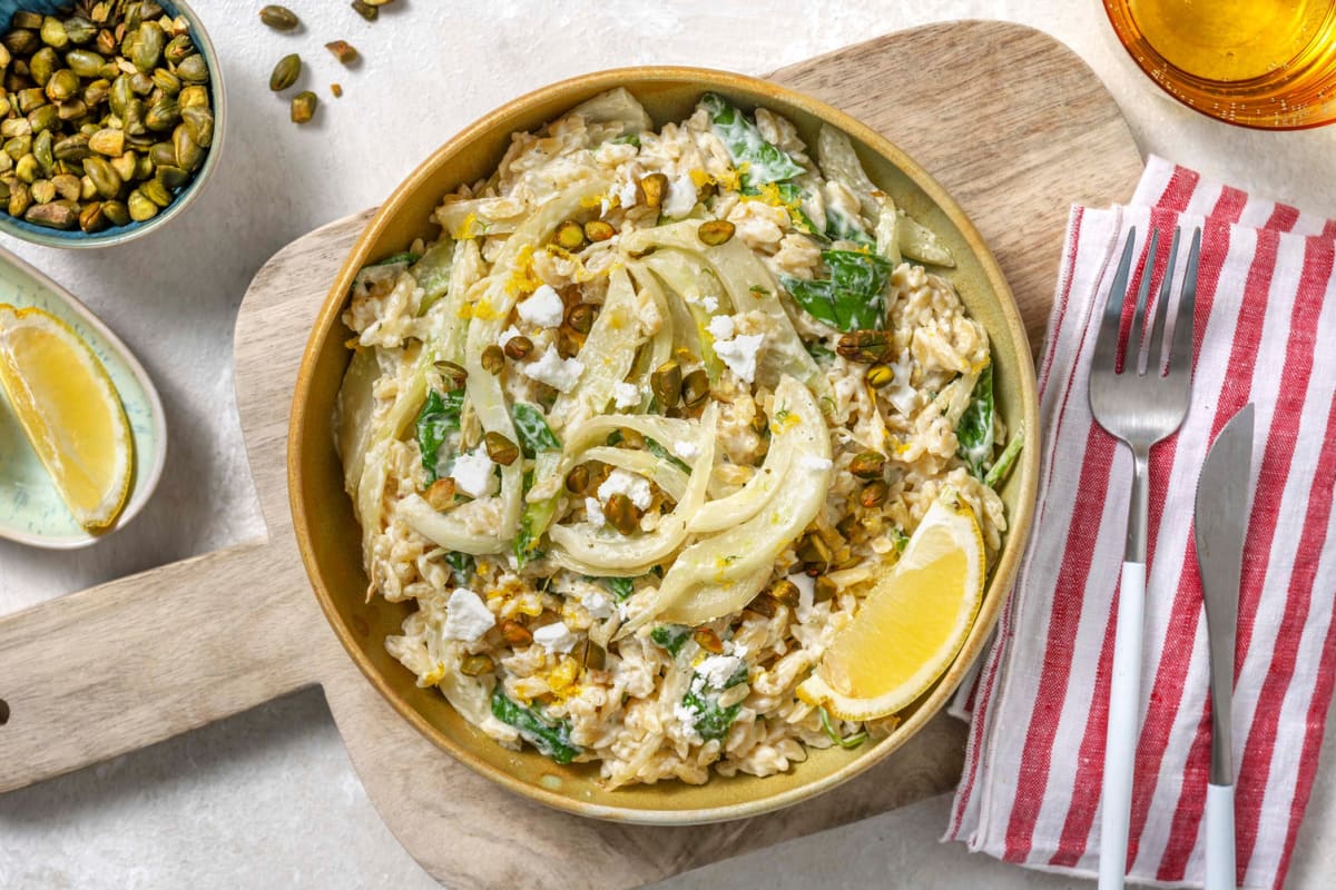 Orzotto au fenouil et épinards