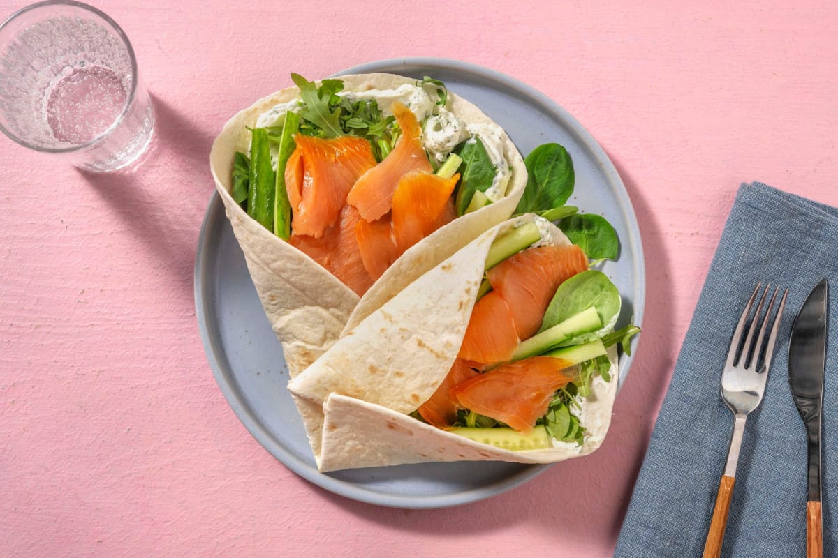 Wrap met gerookte zalm en kruidenroomkaas