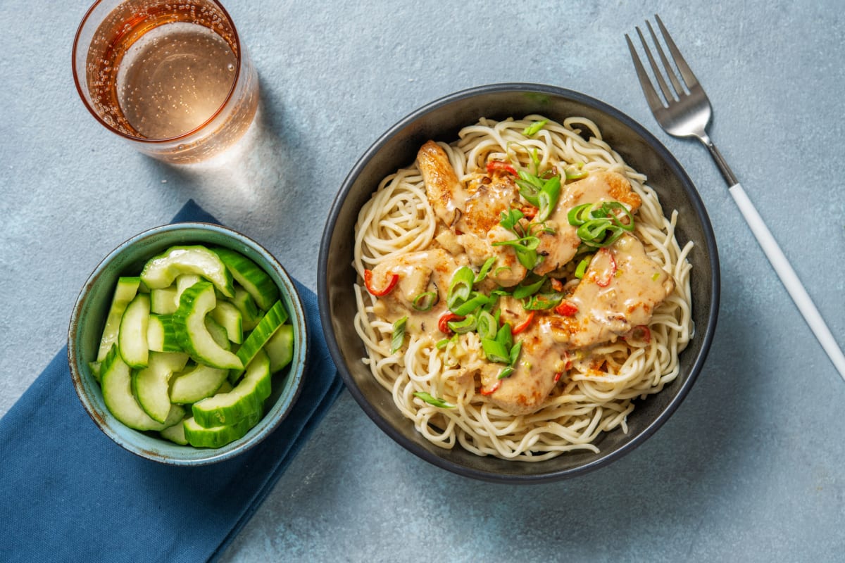 Nouilles au poulet épicé façon bicol