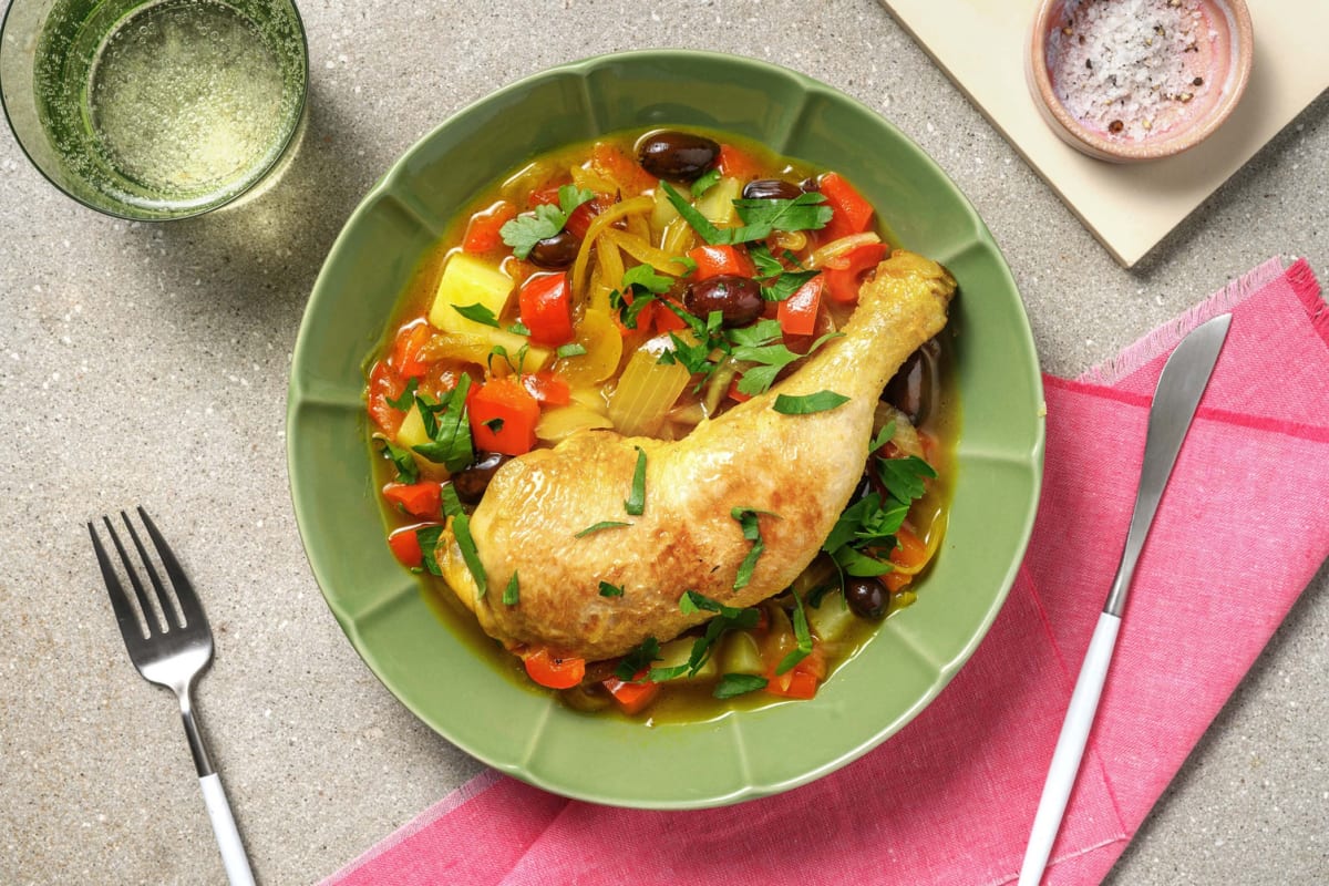 Tajine marocain poulet, olives & oignons