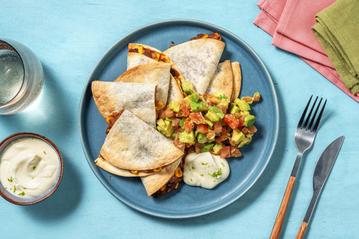 Krispiga vegetariska quesadillas