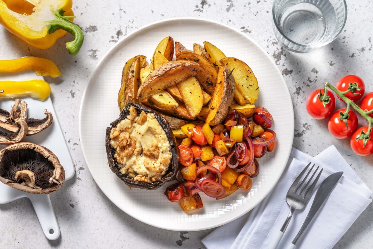 Portobello farci au chèvre et noix