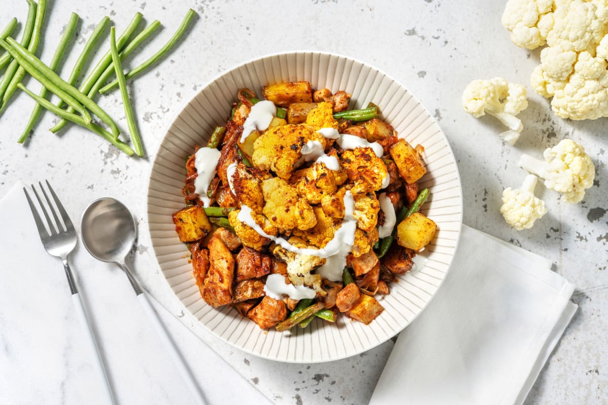 Kalkoen met harissa en geroosterde bloemkool