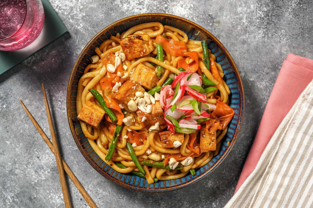 Noodle veggie con tofu sweet chili e verdure