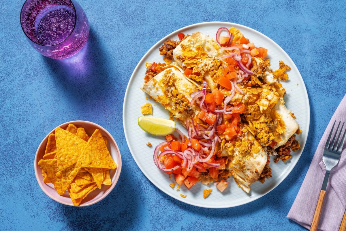 Enchiladas épicées garnies de viande hachée et lentilles