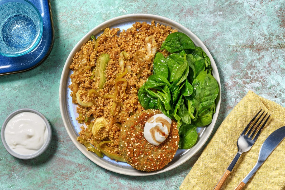 Veggie burger con quinoa ai porri 