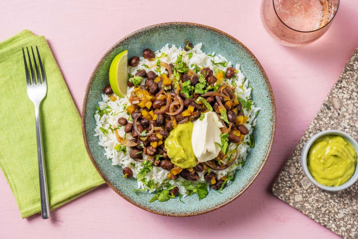 Warm Mexican-Style Shrimp and Bean Bowls