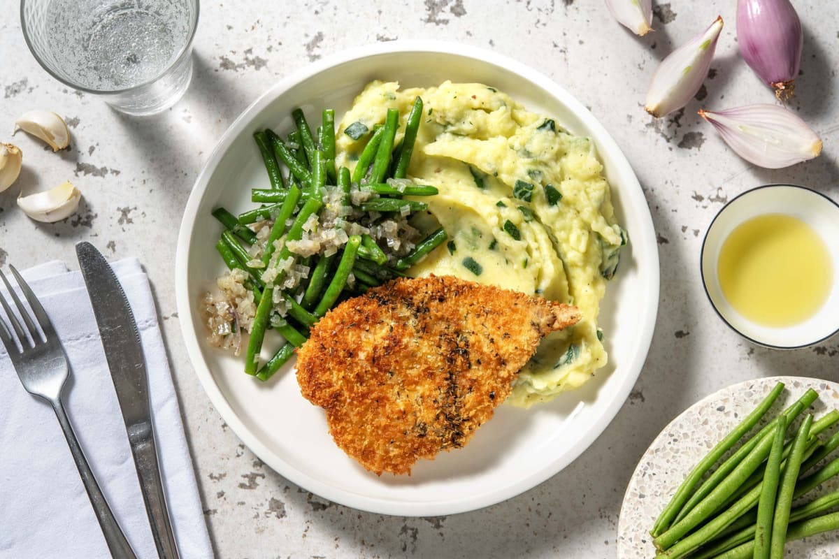 Escalope de dinde panée & haricots verts