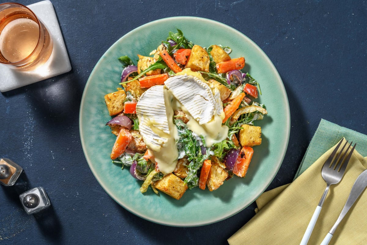 Fenchel-Brot-Salat mit Schmelz-Camembert