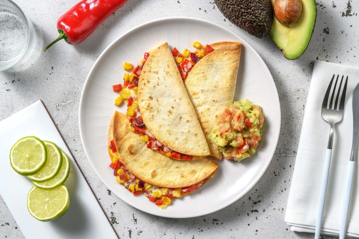 Quesadillas aux légumes & cheddar