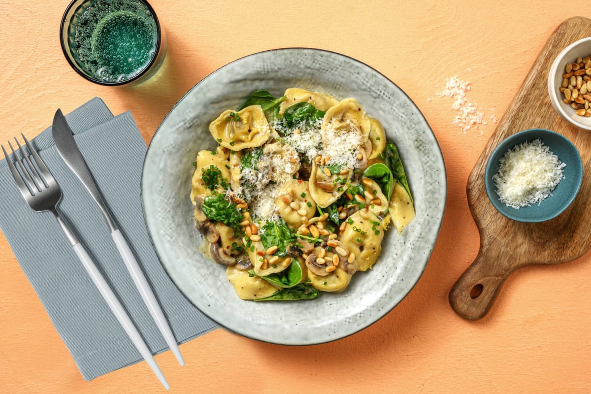 Tortellinis au fromage et sauce crémeuse aux champignons