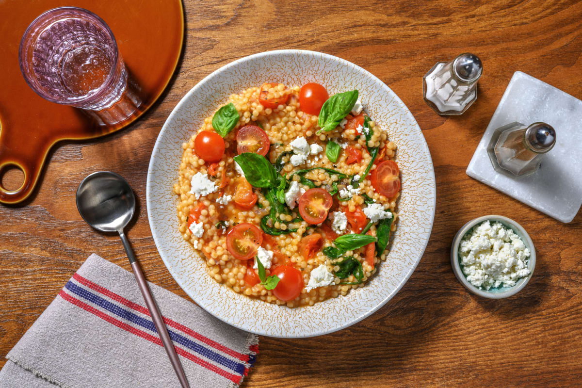 Risotto de cuscús perlado con cherrys