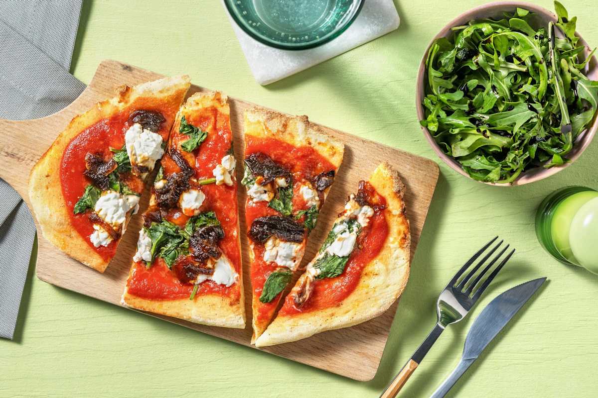 Baked Goat's Cheese & Caramelised Onion Naanizza