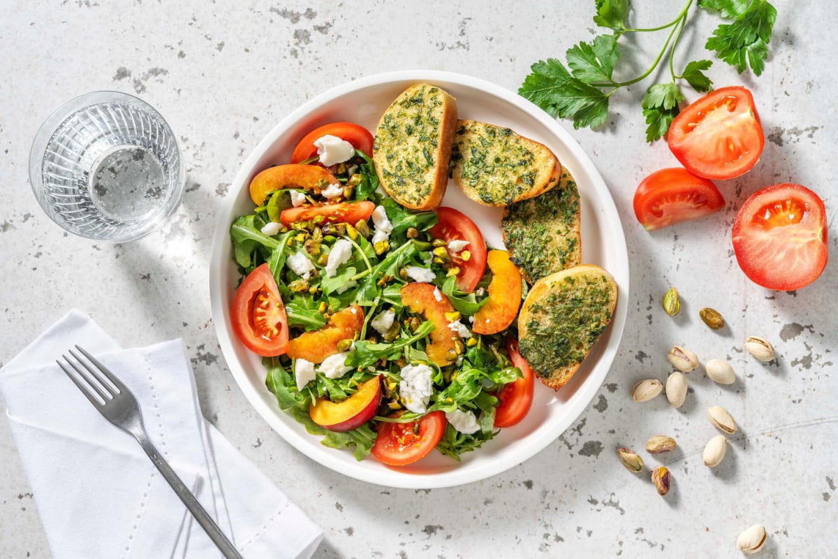 Salade de chèvre, nectarine & tomate