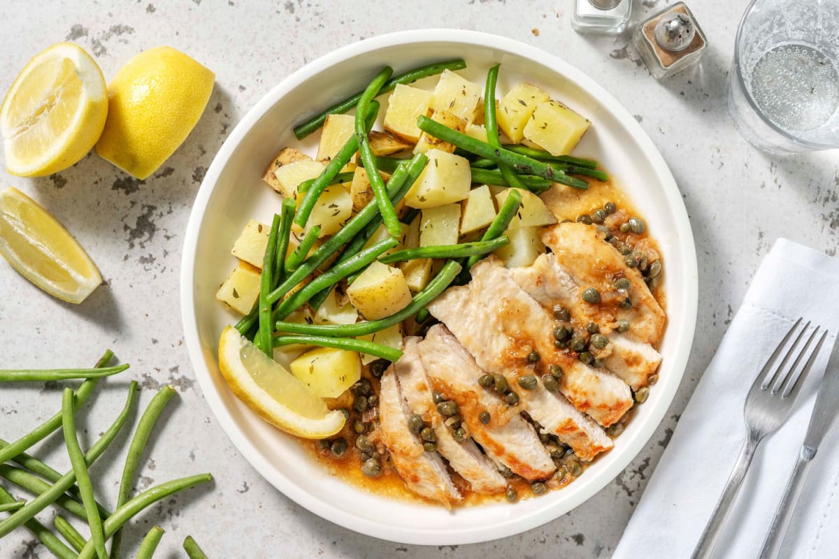 Piccata poulet, sauce citron & câpres