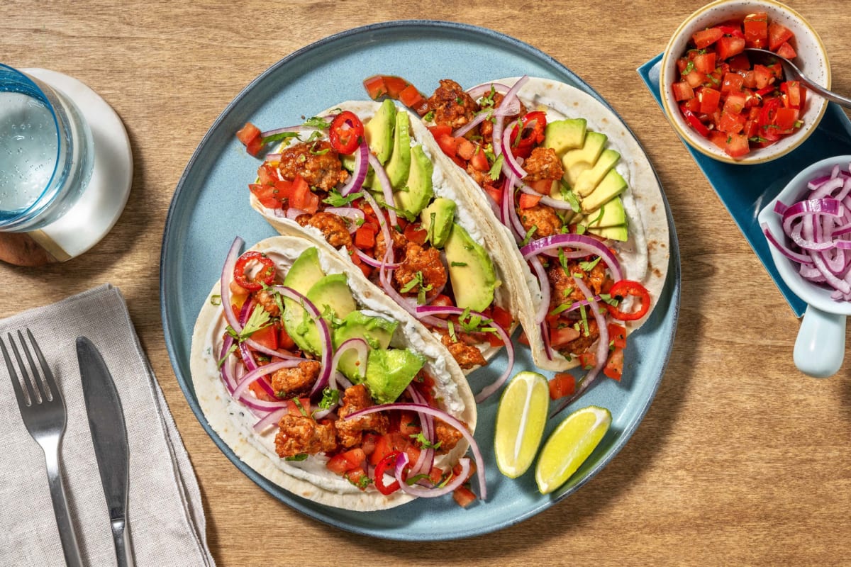 Tortillas con salsiccia tex-mex, pico de gallo