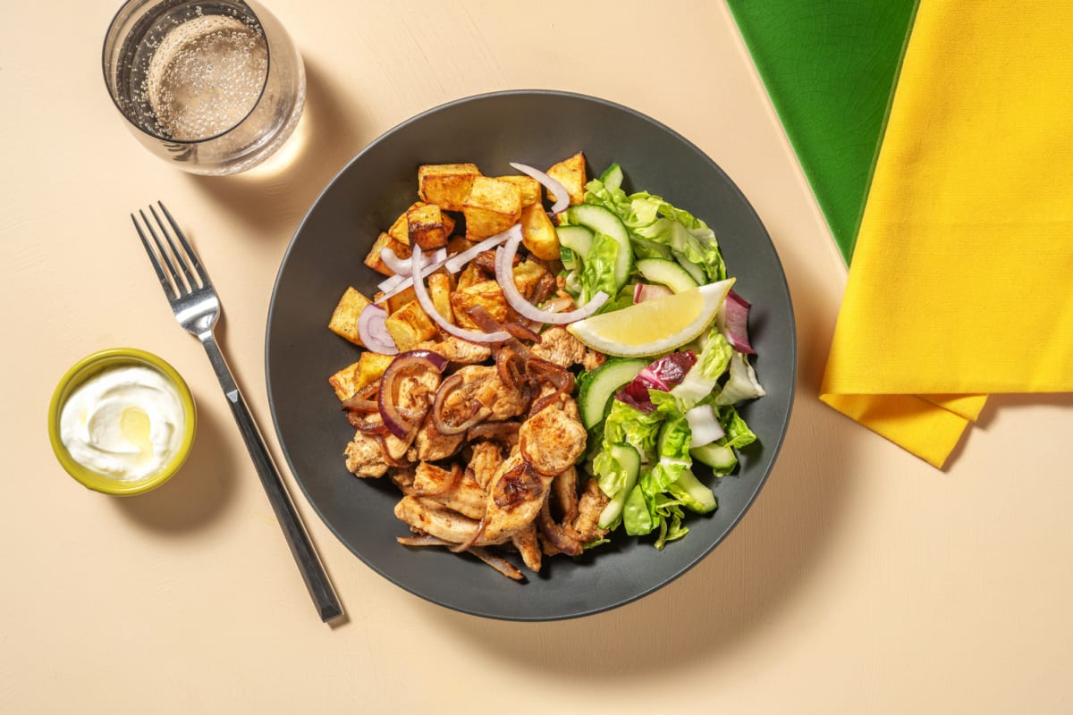 Assiette shawarma poulet & sauce labneh