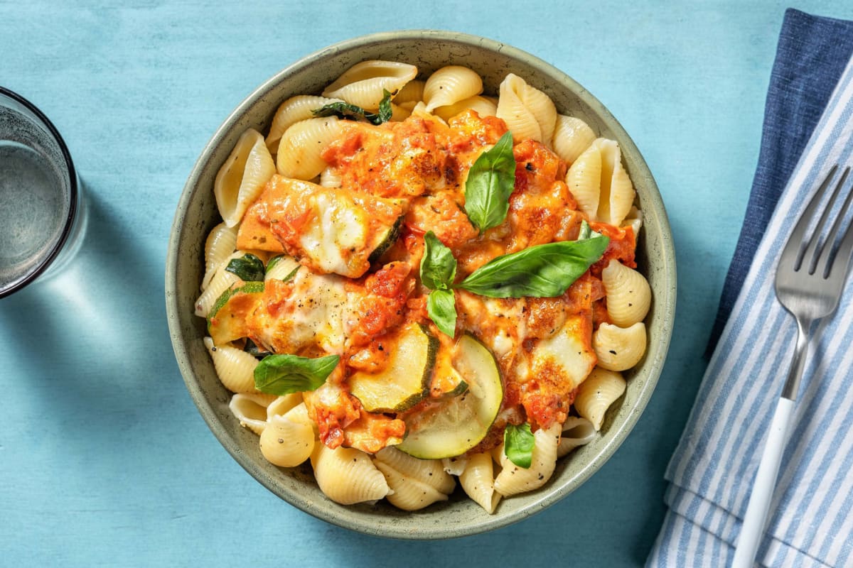 Gratin de courgette en sauce tomate crémeuse
