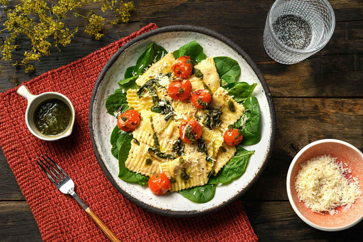 Creamy ravioli met spinazie en Parmigiano Reggiano