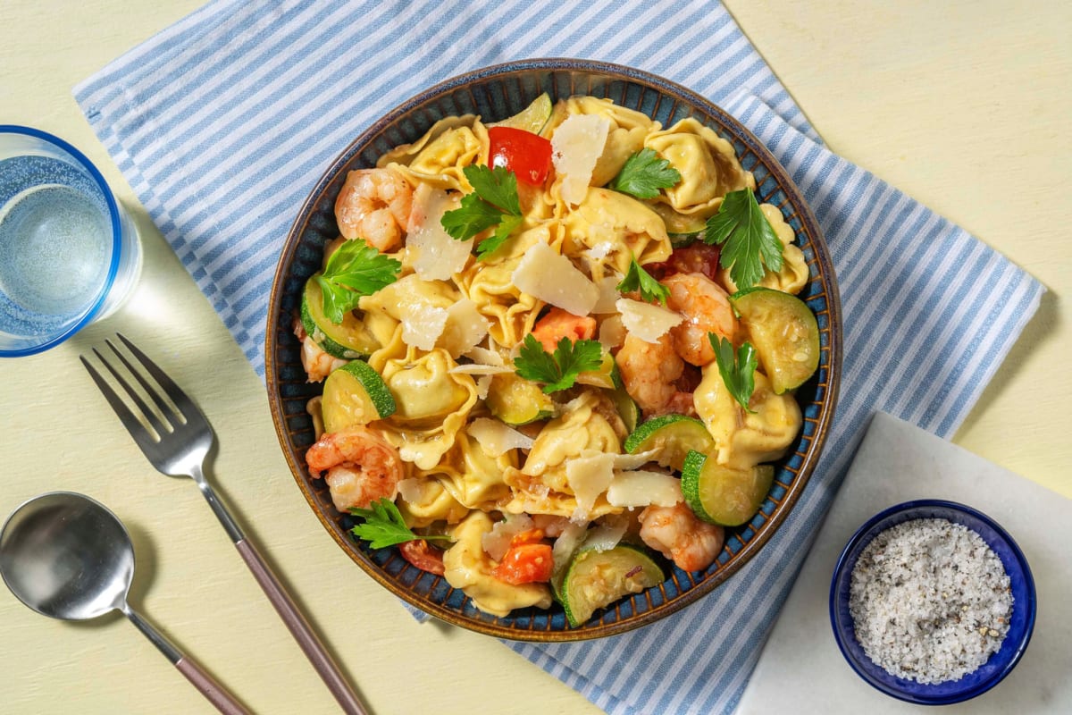 Shrimp scampi tortelloni