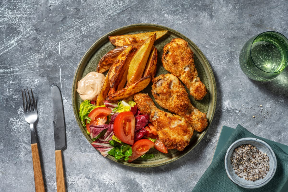 Pilons de poulet croustillants & potatoes