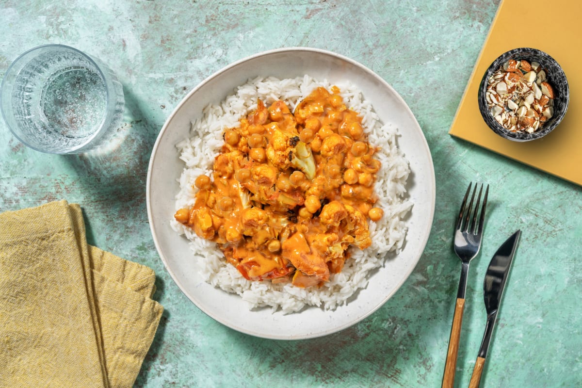 Curry végétarien et fleurettes de chou-fleur rôties