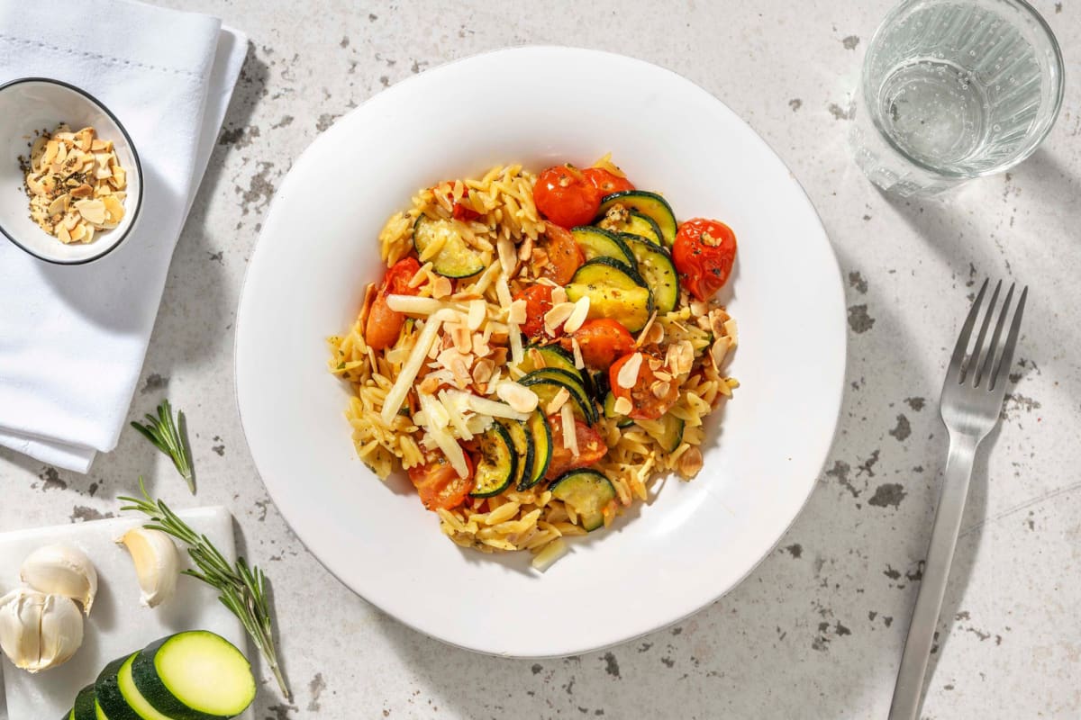 Orzo à la courgette et mini-tomates roma