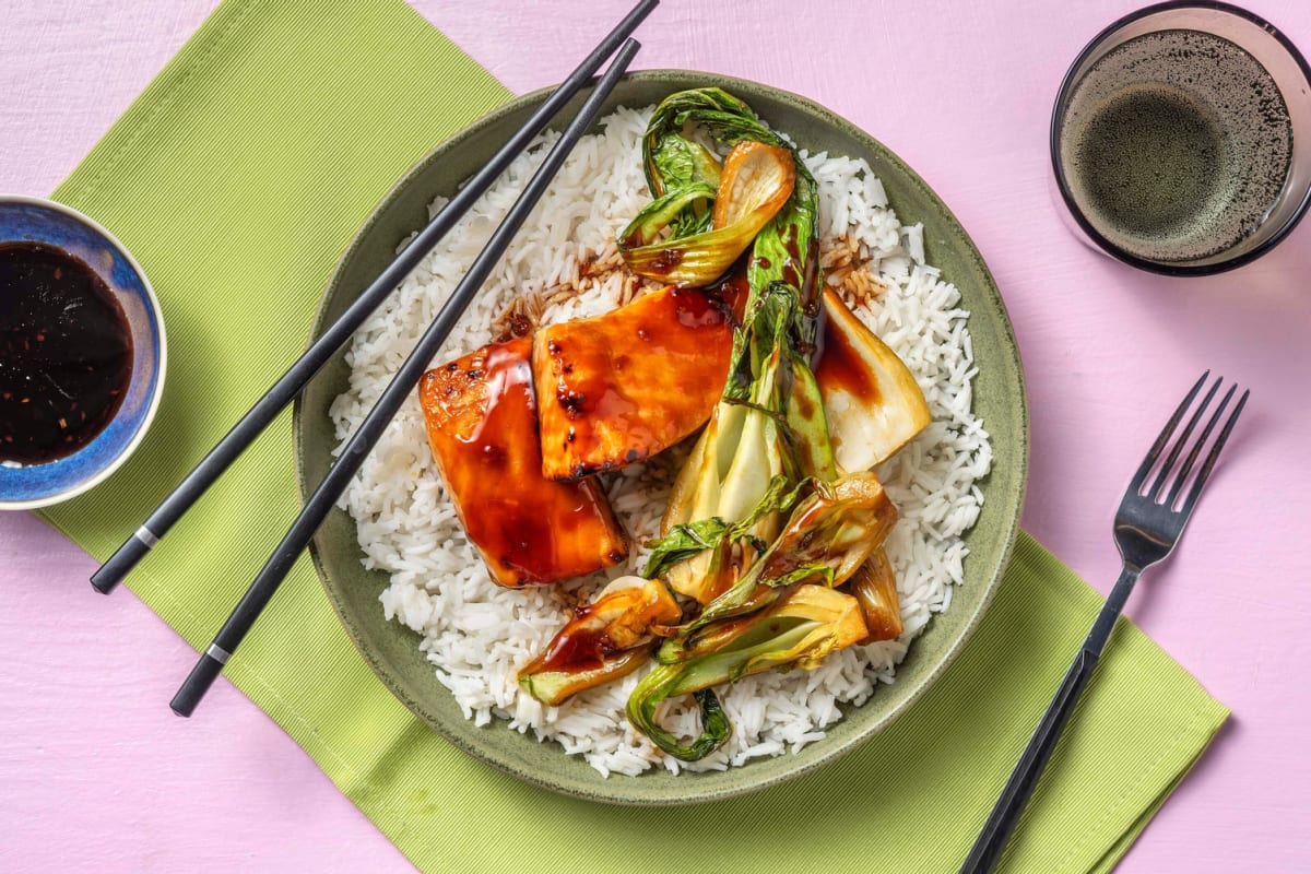 Bowl di salmone teriyaki e riso