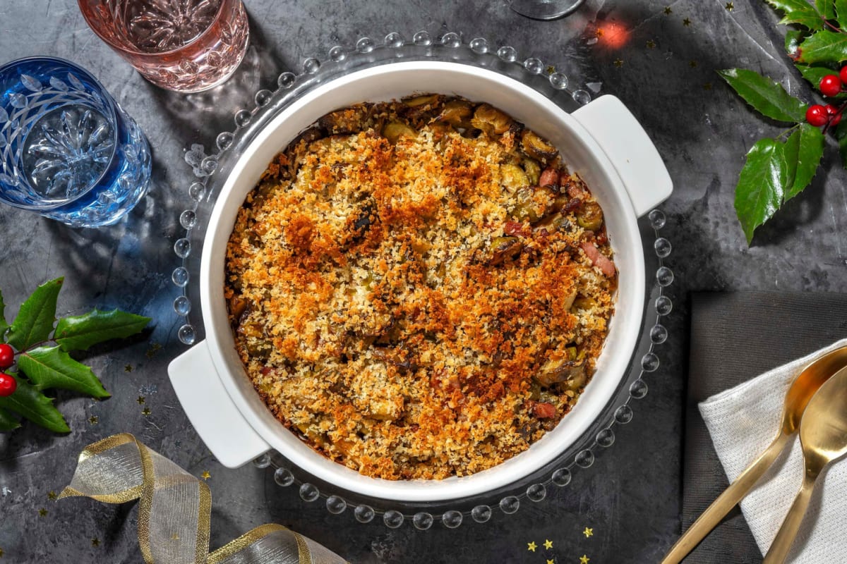 Sprout and Bacon Gratin 