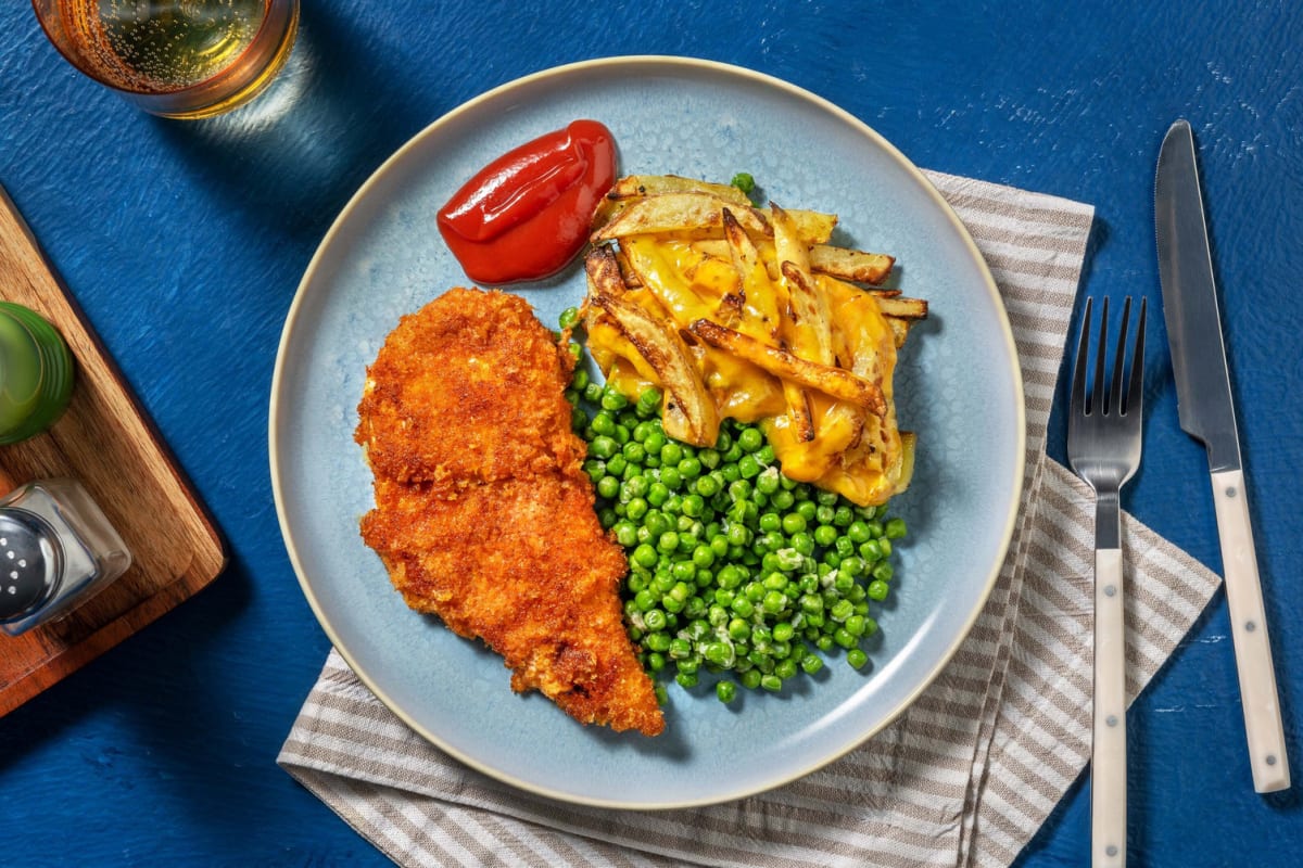 Crispy Breaded Chicken and Chips